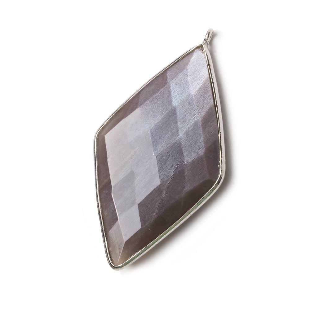 45x24mm Silver Bezel Chocolate Moonstone faceted Kite Pendant 1 piece