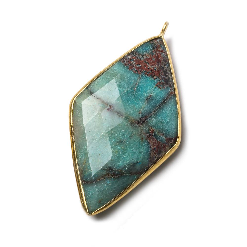 45x24mm Vermeil Bezel Chrysocolla faceted Kite Pendant 1 piece