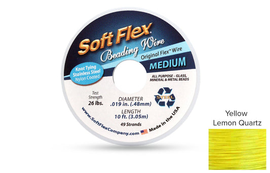 Soft Flex Beading Wire 49 Strand .019 Inch Lemon Quartz  - 1spool