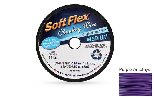 Soft Flex Beading Wire 49 Strand .019 Inch Purple Amethyst  - 1spool