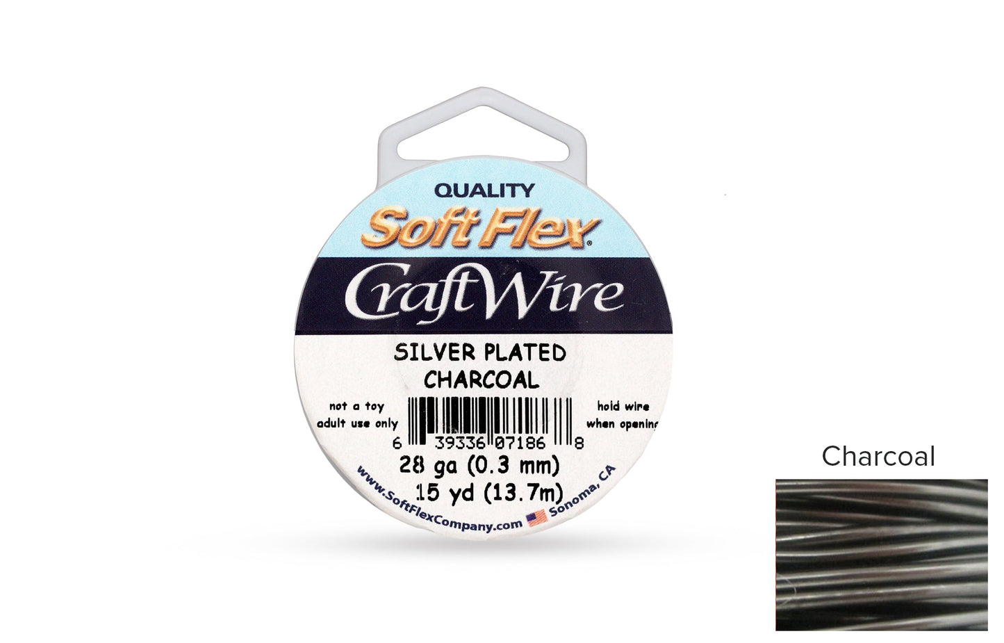 Craft Wire Soft Flex 28 Gauge Silver Plated Charcoal - 1spool