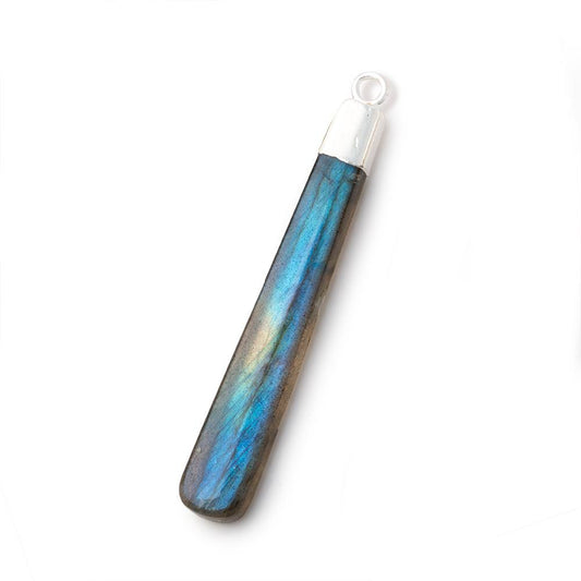 29-40mm Silver Leafed Labradorite Elongated Pear Pendant 1 piece
