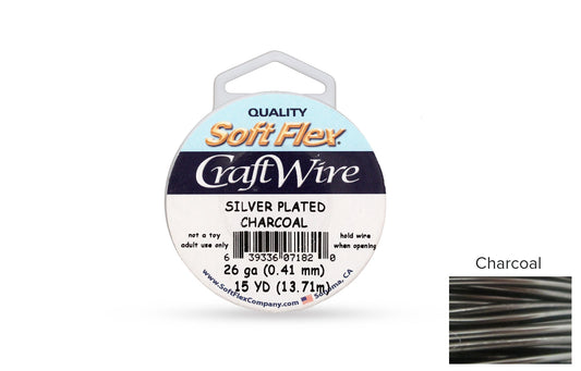 Craft Wire Soft Flex 26 Gauge Silver Plated Charcoal - 1 spool