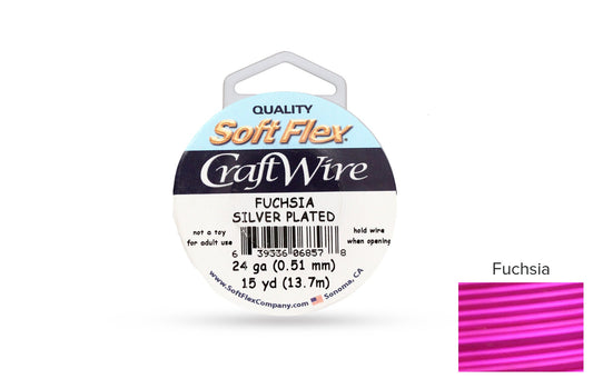 Craft Wire Soft Flex 24 Gauge Silver Plated Fuchsia - 1 spool
