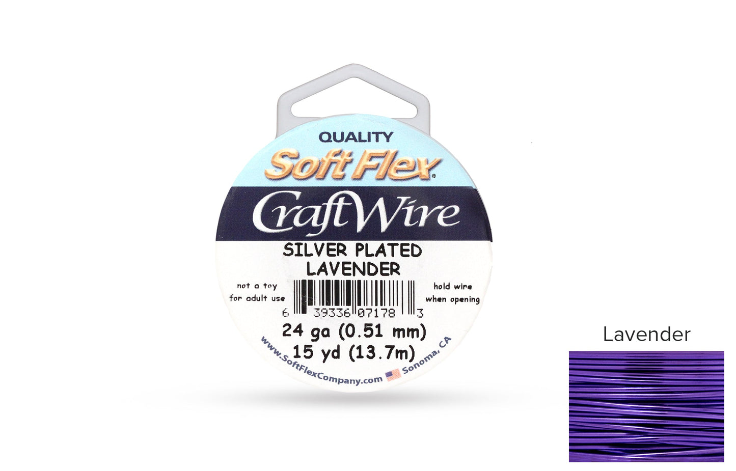 Craft Wire Soft Flex 24 Gauge Silver Plated Lavender - 1 spool