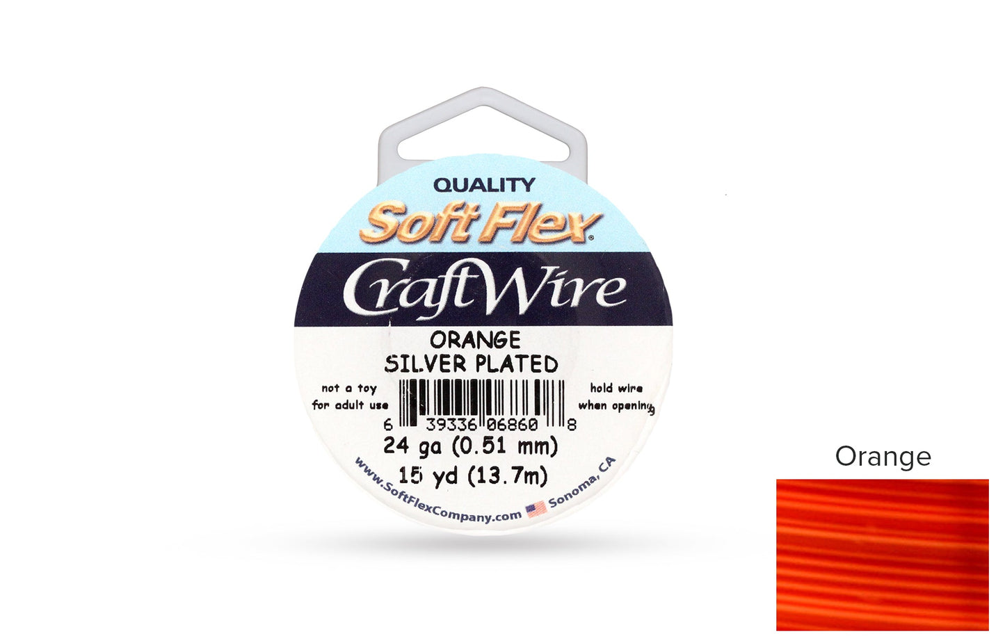 Craft Wire Soft Flex 24 Gauge Silver Plated Orange - 1 spool