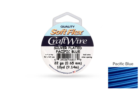 Craft Wire Soft Flex 22 Gauge Silver Plated Pacific Blue - 1 spool