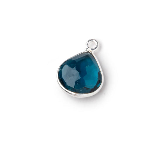 10.5-11.5mm .925 Silver Bezel London Blue Topaz Faceted Heart Pendant 1 piece AAA