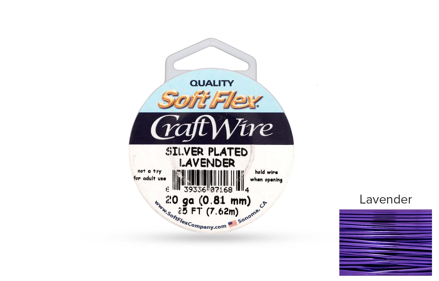 Craft Wire Soft Flex 20 Gauge Silver Plated Lavender - 1spool