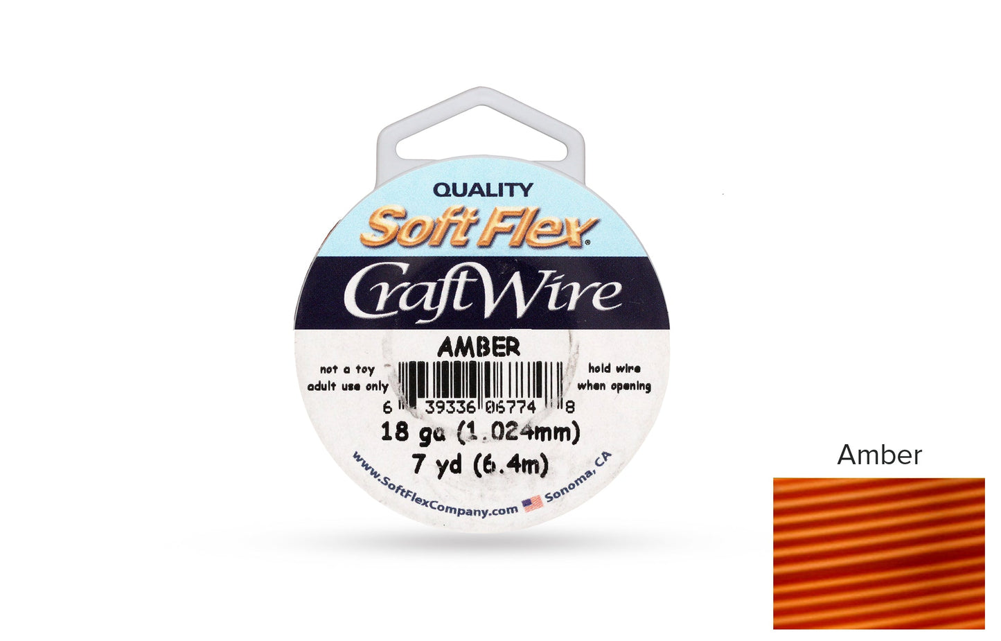 Craft Wire Soft Flex 18 Gauge Amber - 1 spool