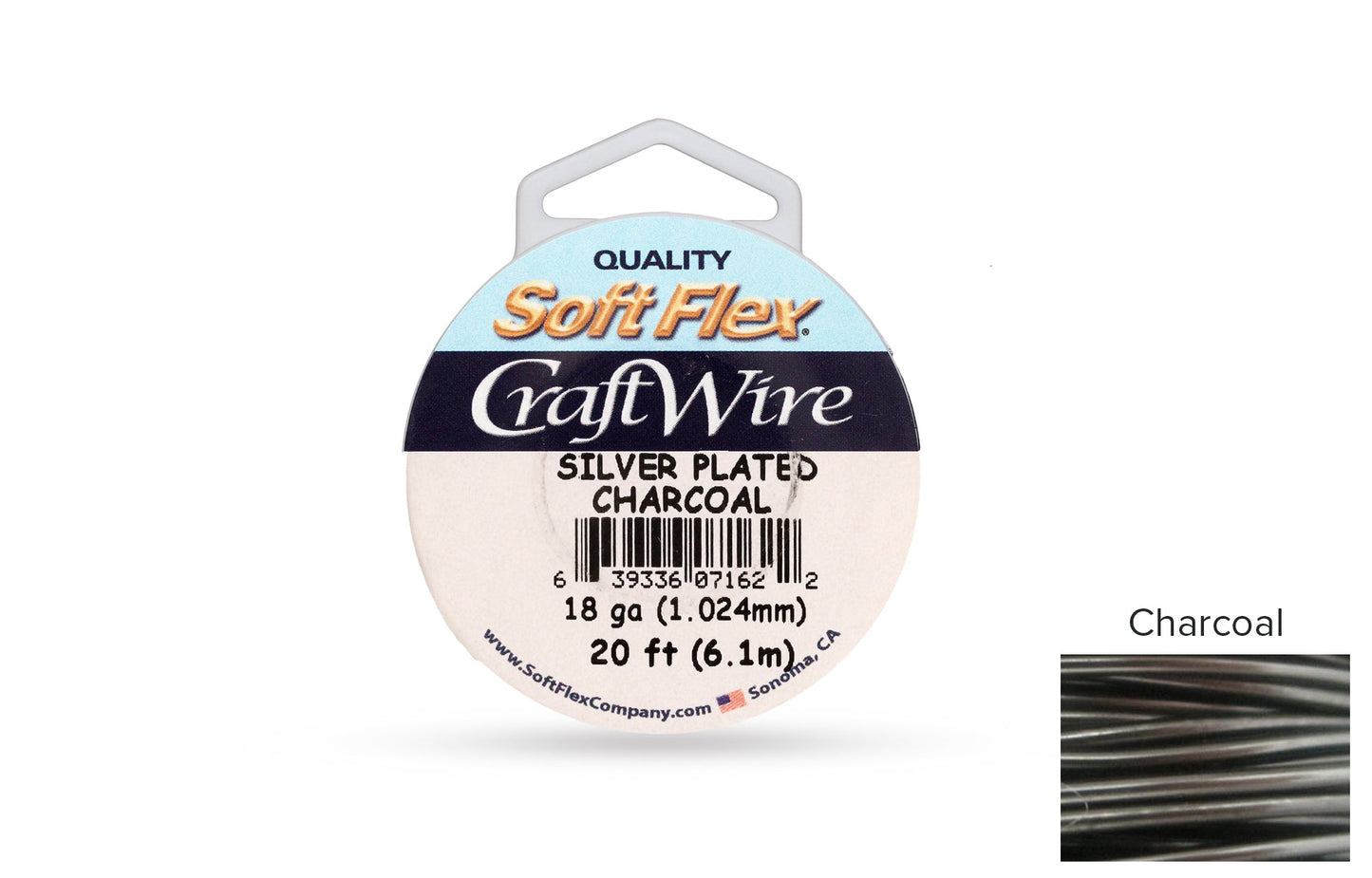 Craft Wire Soft Flex 18 Gauge Silver Plated Charcoal - 1spool