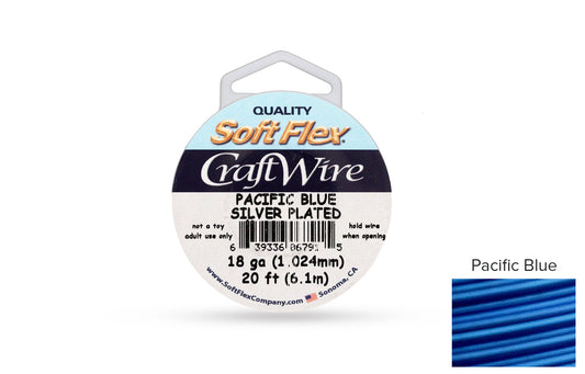 Craft Wire Soft Flex 18 Gauge Silver Plated Pacific Blue - 1spool