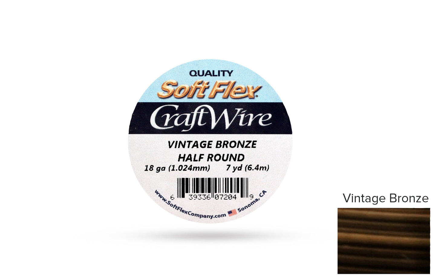 Craft Wire Soft Flex 18 Gauge Half Round Wire Vintage Bronze - 1spool