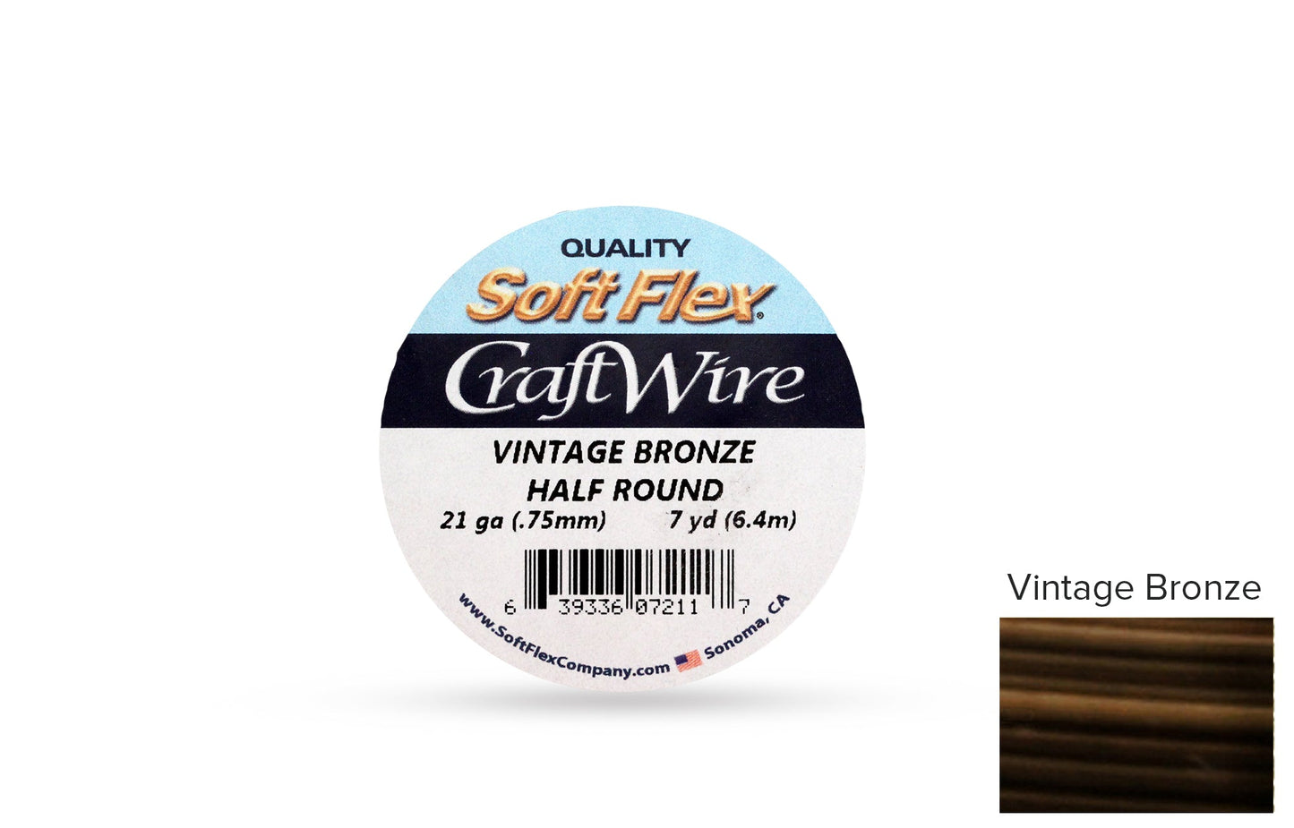 Craft Wire Soft Flex 21 Gauge Half Round Vintage Bronze - 1spool