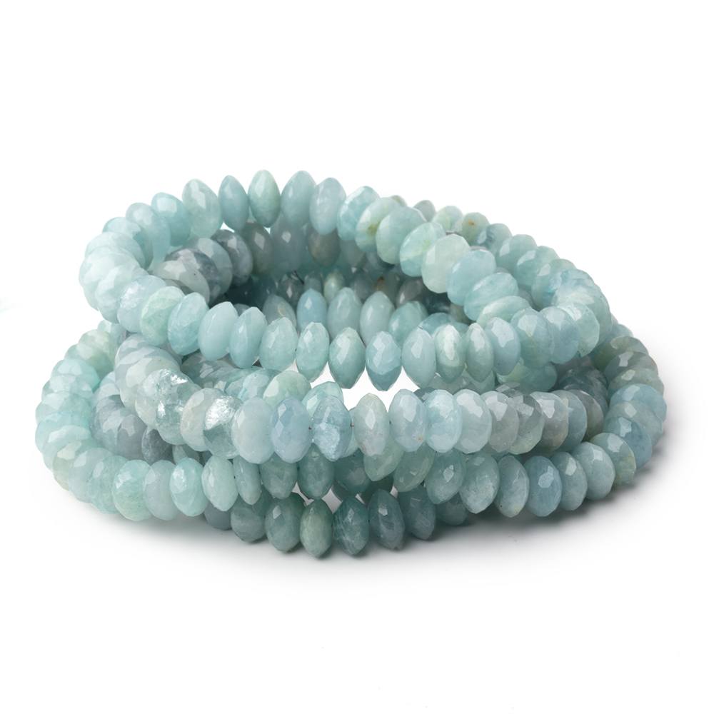 7-10mm Aquamarine German Faceted Rondelles 16 inch 81 Beads