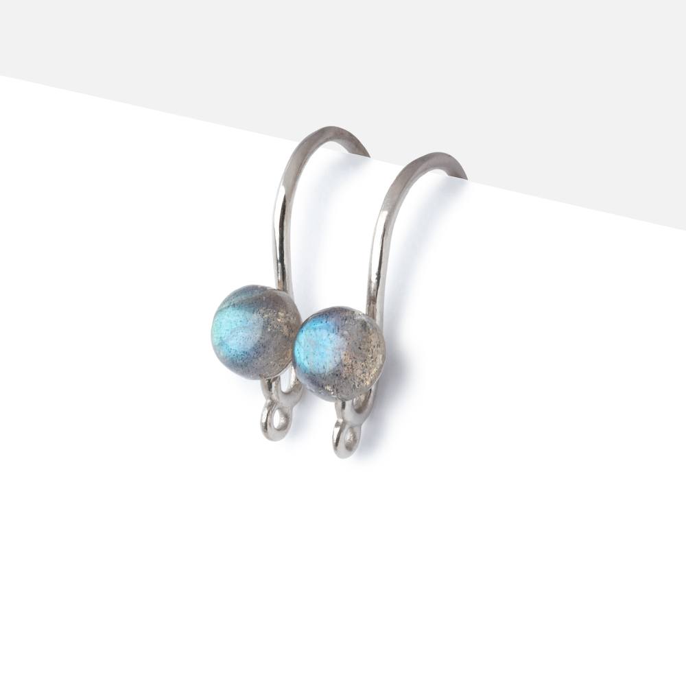 Sterling Silver Labradorite Cabochon Earwire Set of 2 pieces