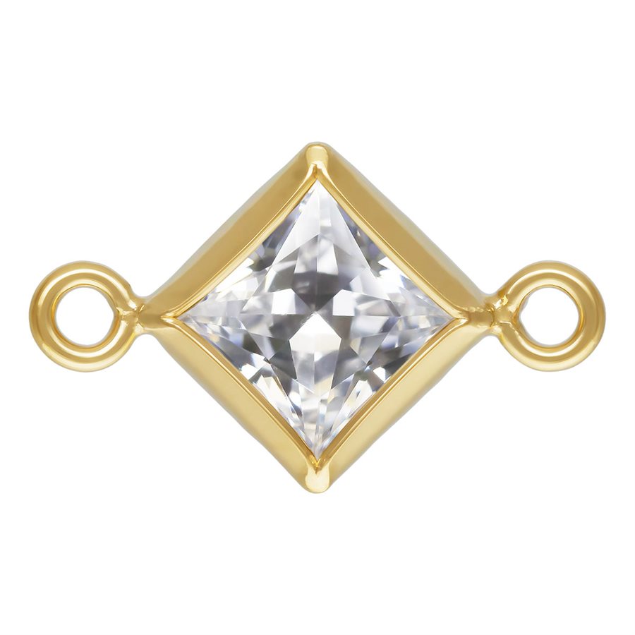 Gold-Filled Diamond Bezel CZ Connectors for Permanent Jewelry