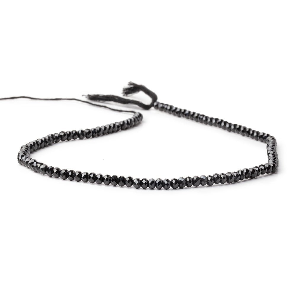 4mm Black Spinel Micro Faceted Rondelles 12.5 inch 110 Beads AAA