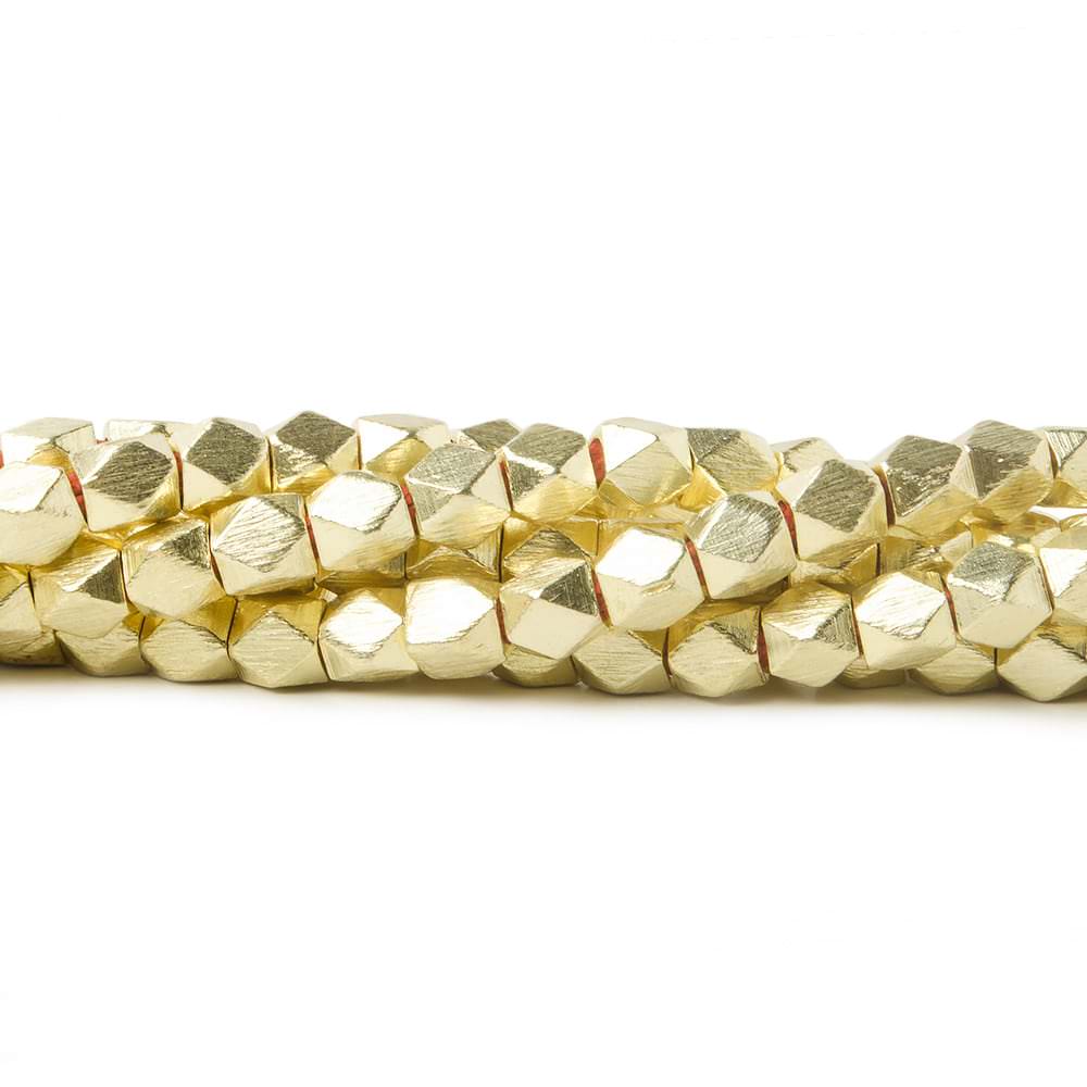 4mm Brushed Faceted Nugget Beads 8 inch 45 pieces