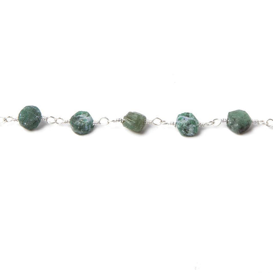 4mm Frosted Emerald plain coin Black Gold Chain by the foot 31 pcs