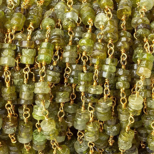 4mm Grossular Garnet plain heishi Vermeil Chain by the foot