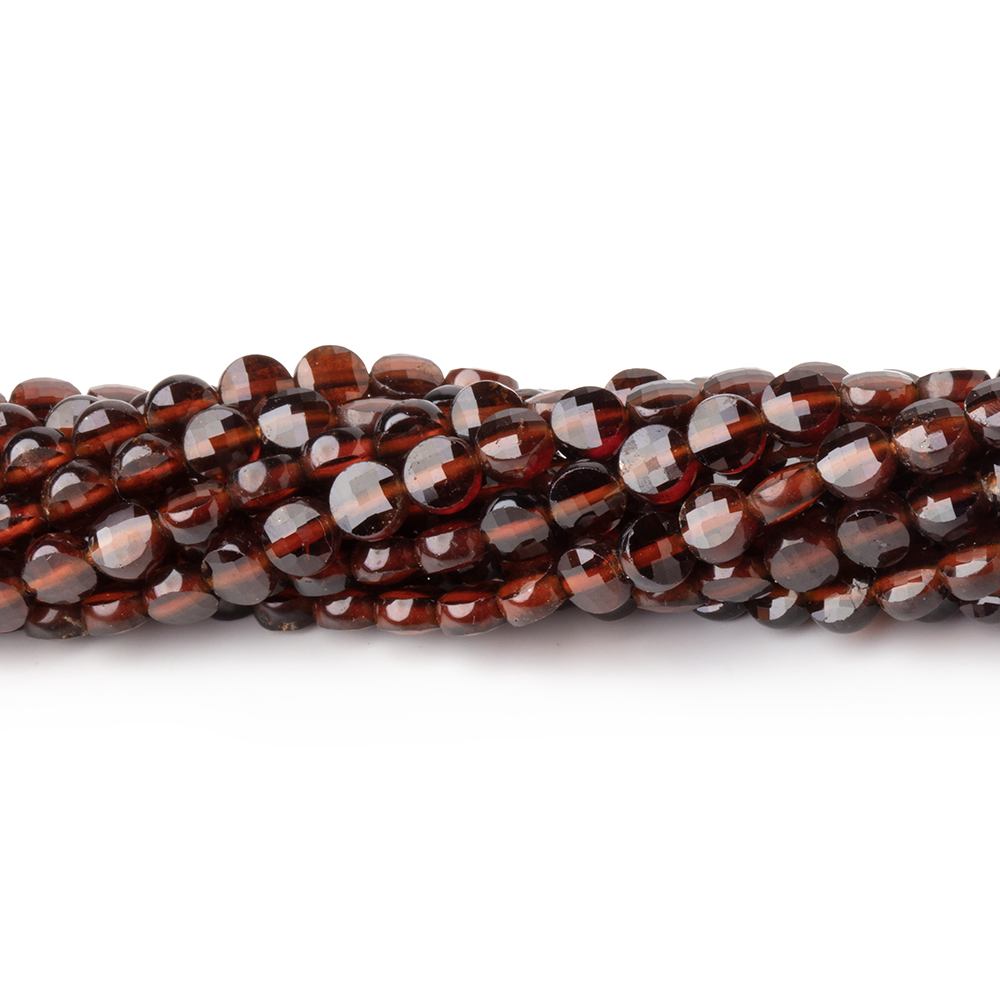4mm Hessonite Garnet Checkerboard Faceted Calibrated Coins 12.5 inch 84 Beads AA