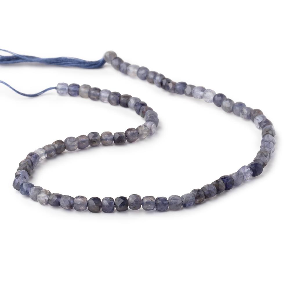 4mm Iolite Micro Faceted Cube Beads 12 inch 75 pieces