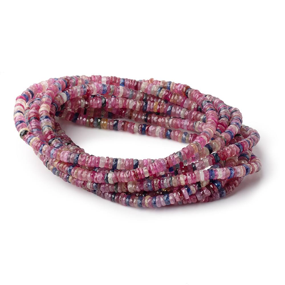 5mm Multi Color Madagascar Sapphire Faceted Heishi 16 inch 290 Beads AA
