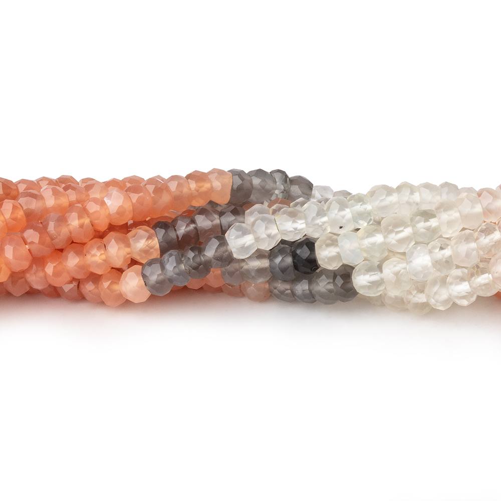 4mm Multi Color Moonstone Faceted Rondelle Beads 13.75 inches 139 pieces