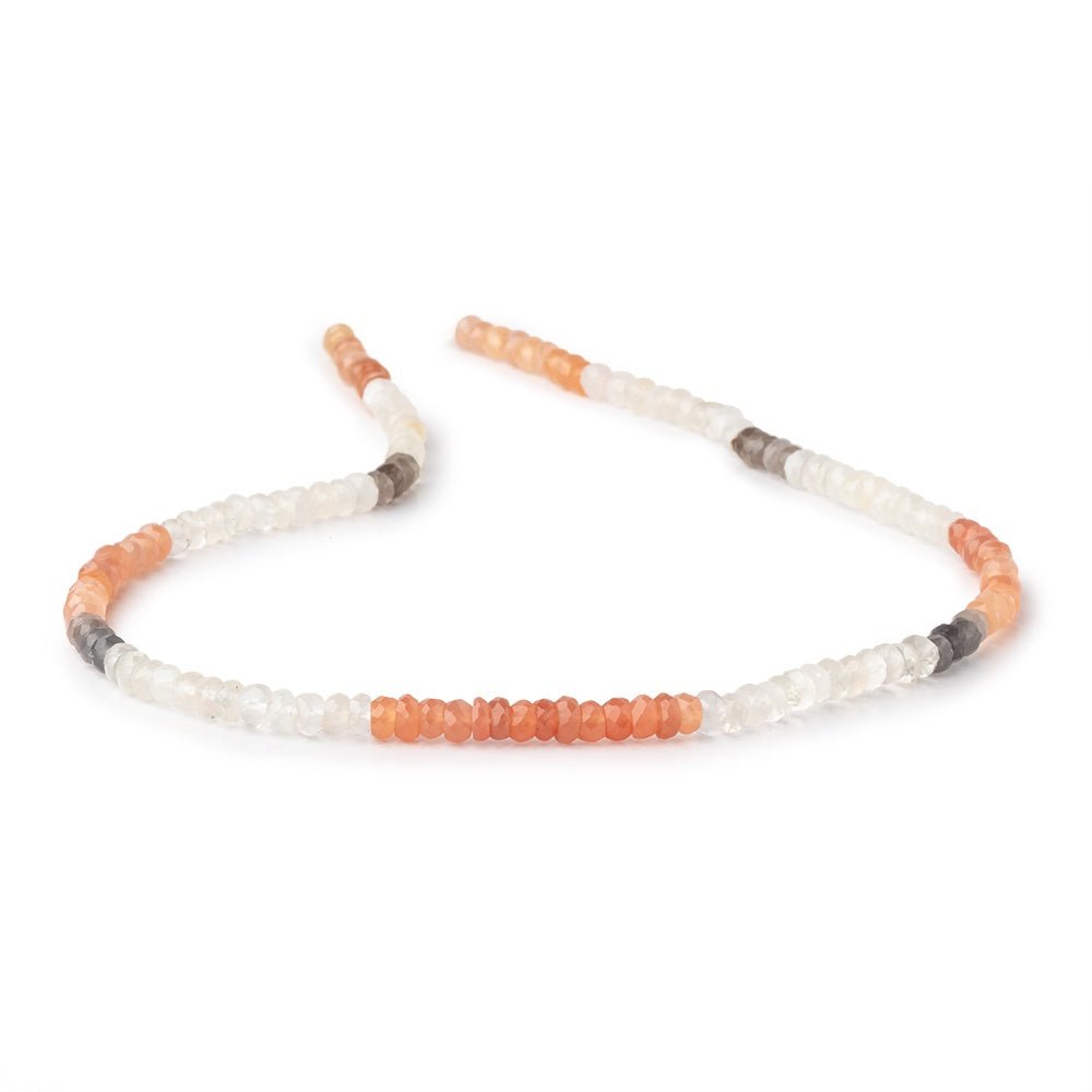 4mm Multi Color Moonstone Faceted Rondelle Beads 13.75 inches 139 pieces