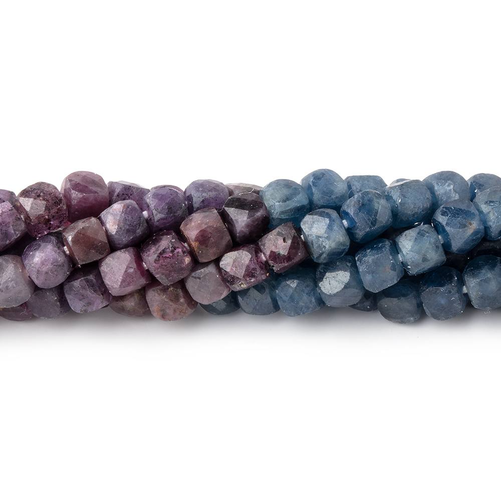 4mm Multi Color Sapphire Micro Faceted Cube Beads 12 inch 70 pieces