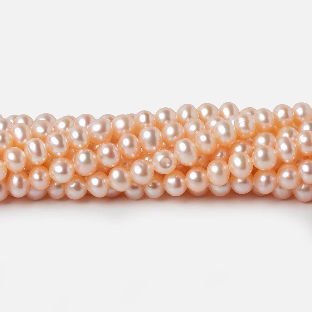 4.5x4mm Peach Side Drilled Off Round Freshwater Pearls 15 inch 98 pieces