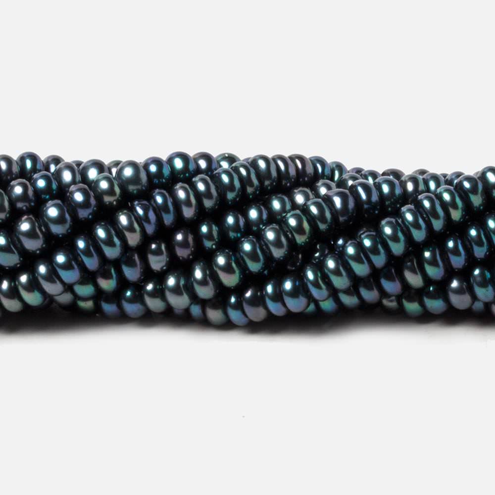 4mm Peacock Teal Center Drilled Button Freshwater Pearls 15 inch 149 pieces