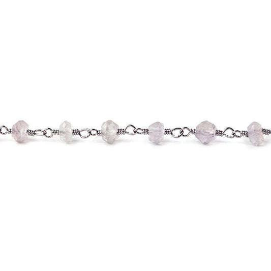 4mm Pink Amethyst faceted rondelle Black Gold plated Chain by the foot 38 pcs