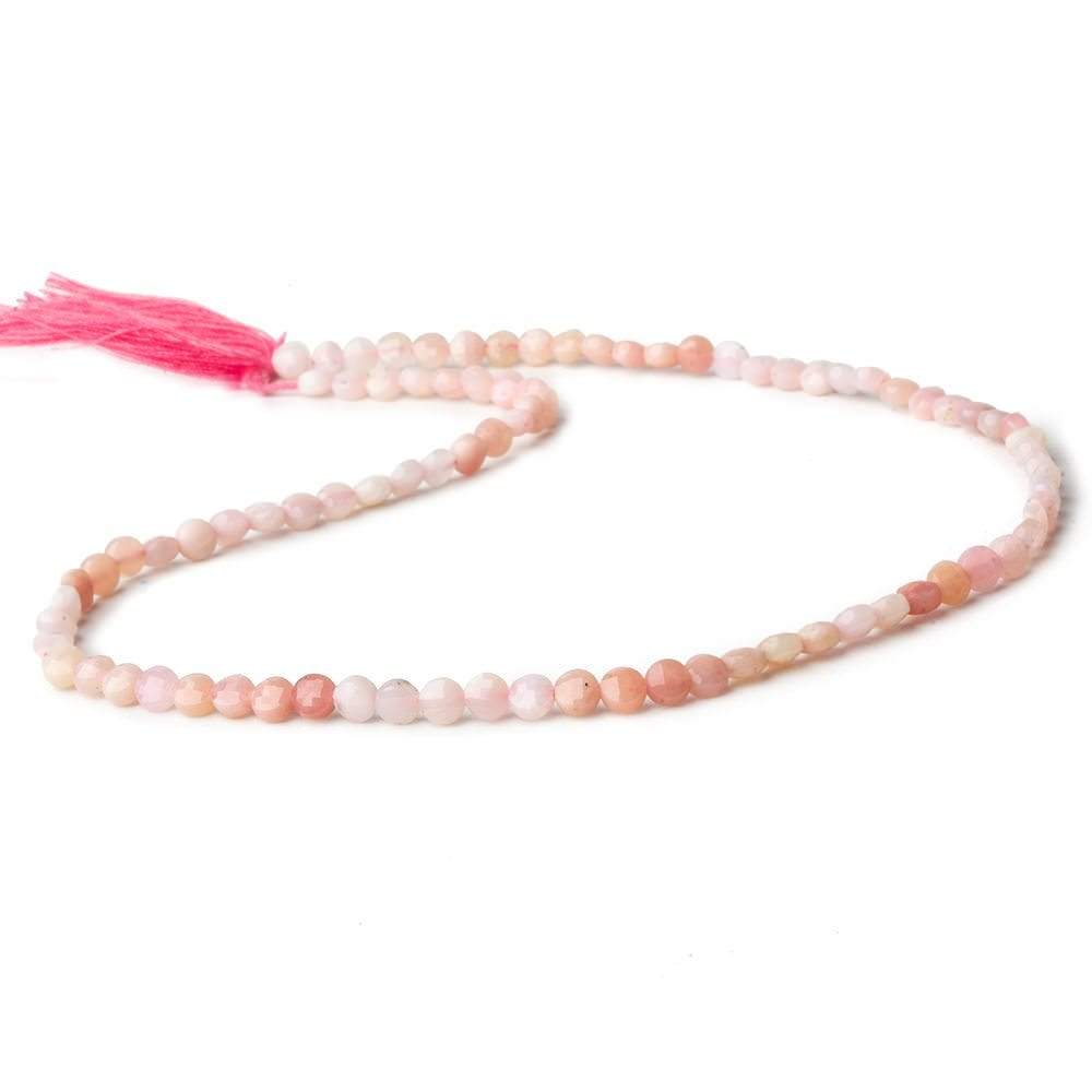 4mm Pink Peruvian Opal checkerboard calibrated faceted coins 12.5 inch 85 beads AAA