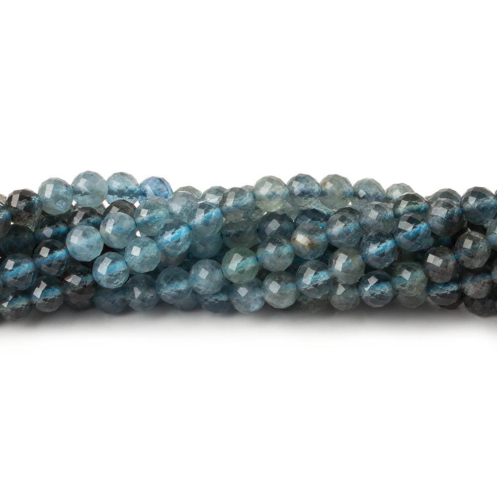 4mm Shaded Moss Aquamarine micro faceted round beads 13 inch 81 pieces