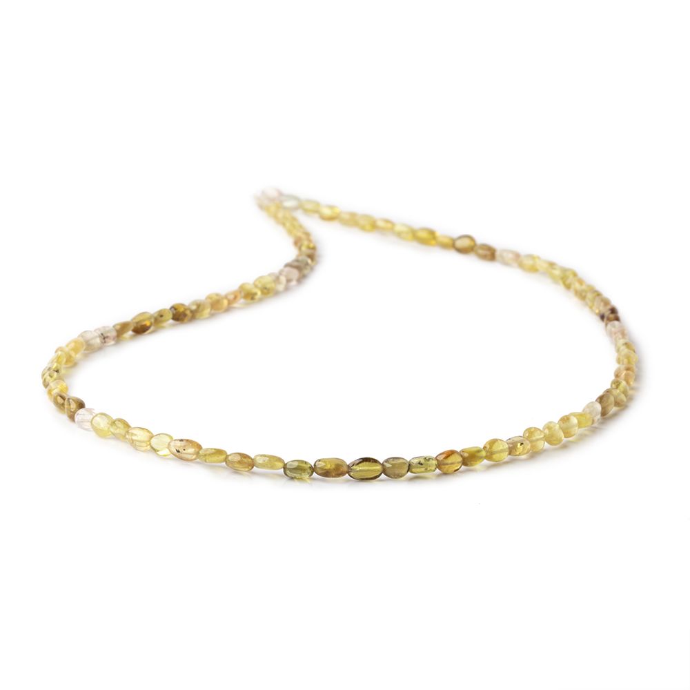 4x3-5x3.5mm Yellow Tourmaline Plain Oval Beads 16 inch 86 pieces AA