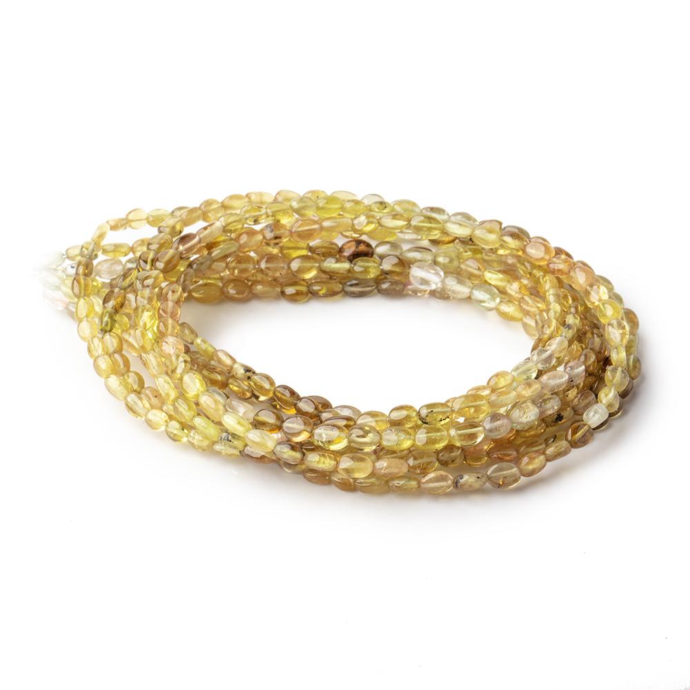 4x3-5x3.5mm Yellow Tourmaline Plain Oval Beads 16 inch 86 pieces AA