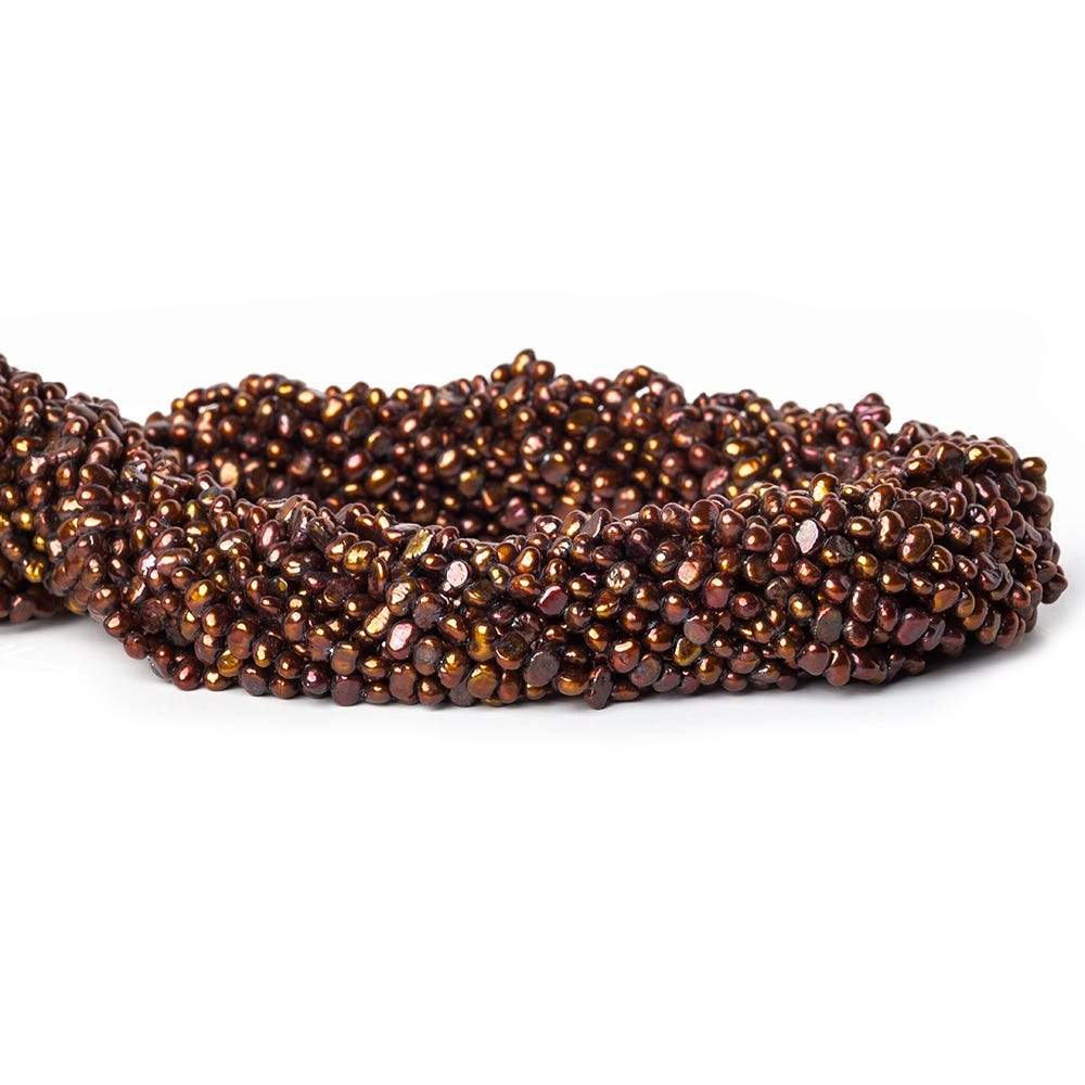 4x3-5x3mm Copper Side Drilled Baroque Freshwater Pearl 15 inch 116 pcs