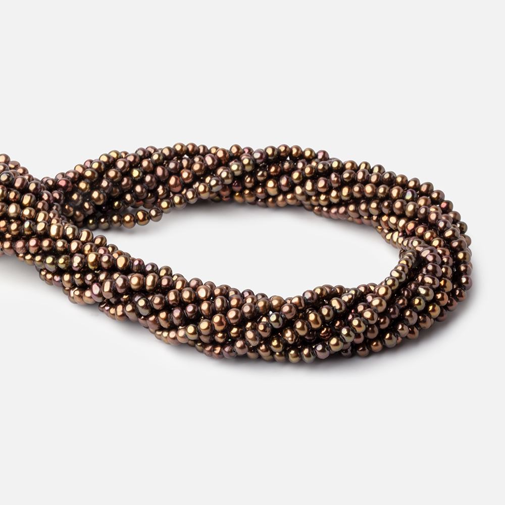 4x3mm Bronze Off Round Freshwater Pearl Beads 15 inch 110 pieces