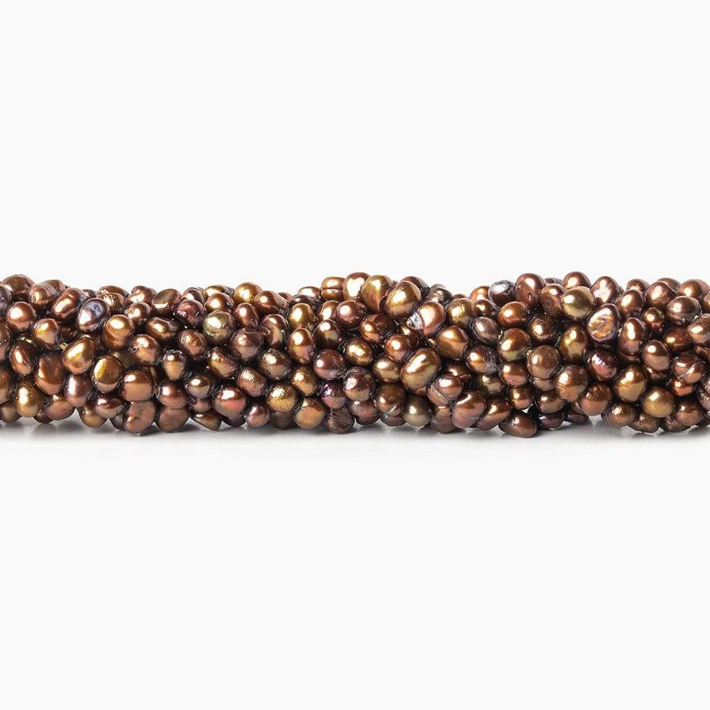 4x3mm Chocolate Baroque Small Pearls 15 inch, 125 pieces