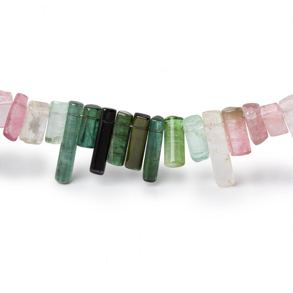 6x2-12x3mm Afghani Tourmaline top drilled plain Crystals 18 inch 127 pieces AA