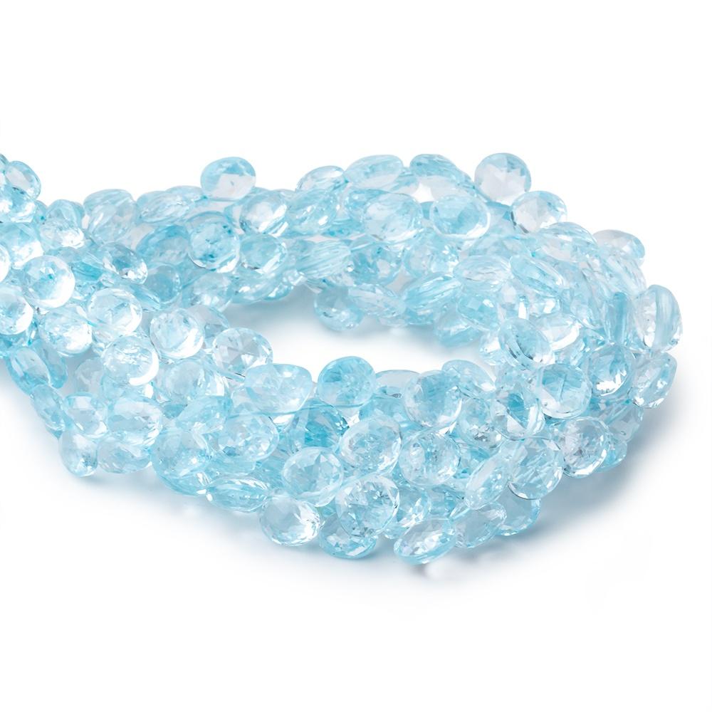 4x4-5x5mm Sky Blue Topaz Faceted Heart Beads 8 inch 58 pieces  AAA