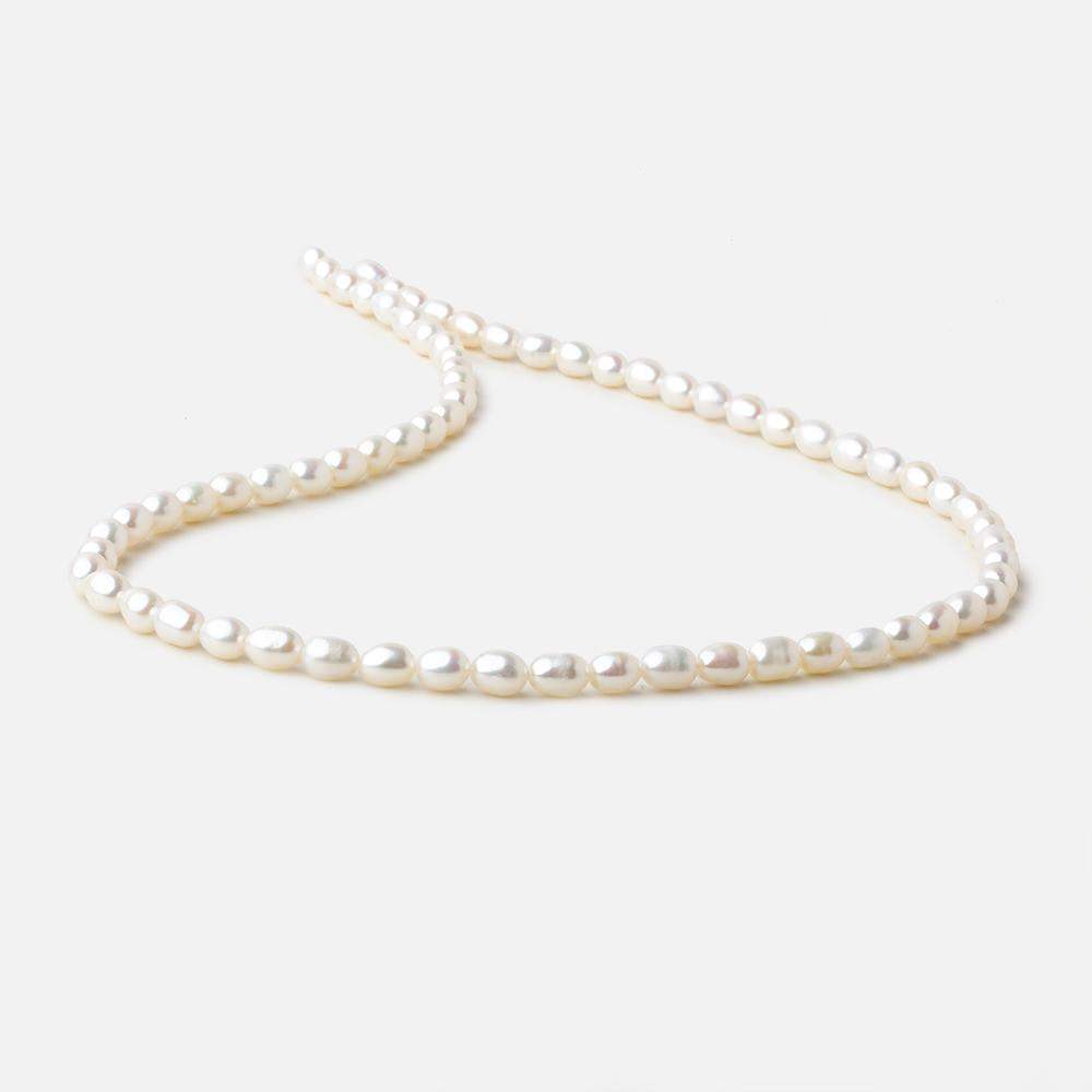 4x5-4.5x6mm Off White straight drilled Oval freshwater pearls 15.5 inch 68 pieces A