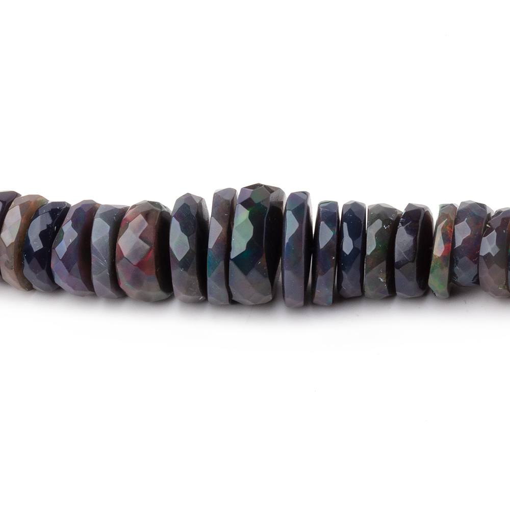 5-10mm Ethiopian Wollo Black Opal Faceted Heishi Beads 16 inch 206 pieces AA