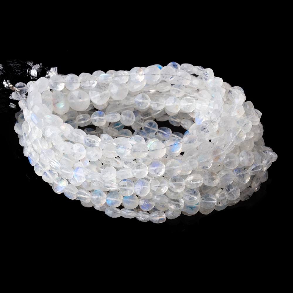 5-5.5mm Rainbow Moonstone Faceted Coin Beads 15.5 inch 68 pieces
