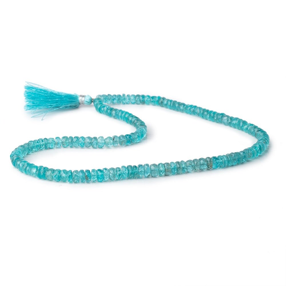 5-6.5mm Caribbean Blue Apatite Faceted Rondelle Beads 16 inch 136 pieces AA