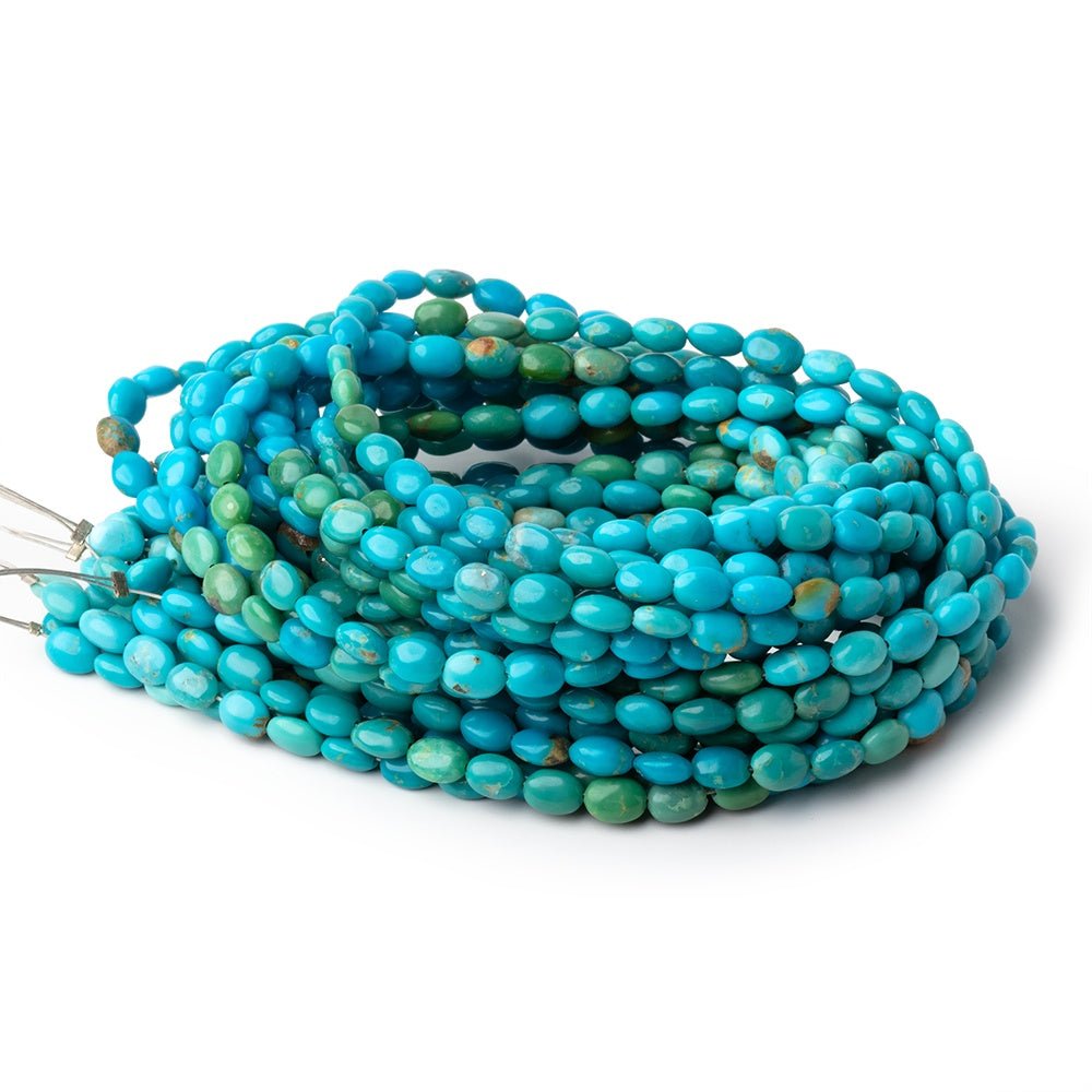 5-6.5mm Sleeping Beauty Turquoise Plain Ovals 15.5 inch 65 Beads