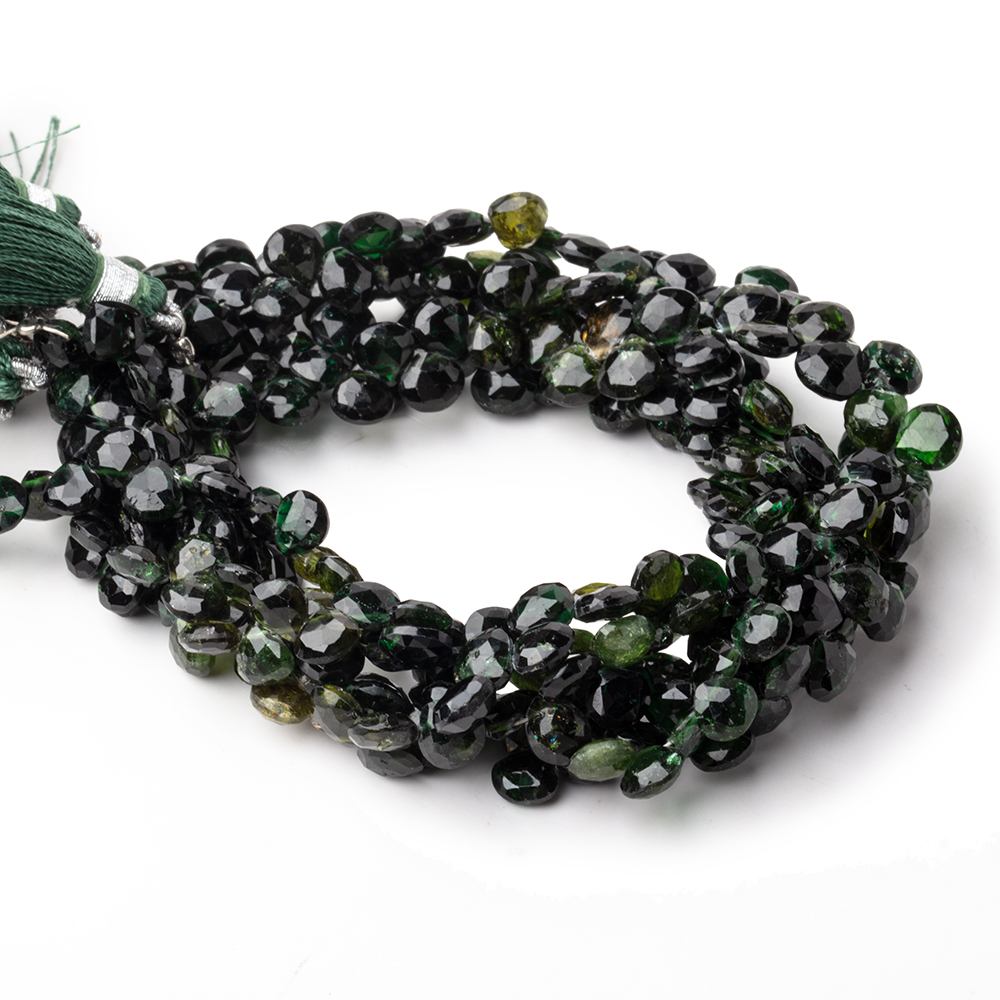 5-6mm Chrome Green Tourmaline Faceted Heart Beads 8 inch 58 pieces
