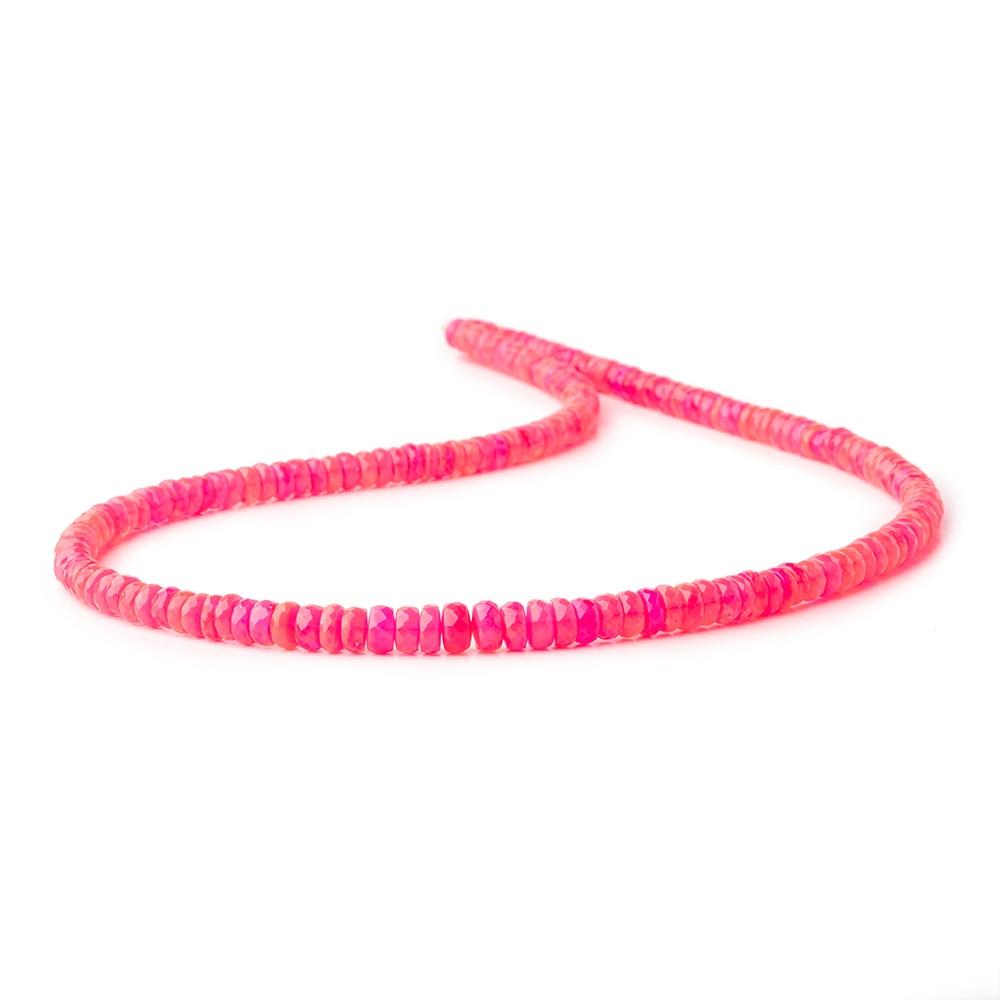 5-6mm Neon Pink Ethiopian Opal Faceted Rondelles 18 inch 164 color treated beads AA